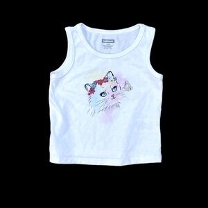 Garanimals Baby Girls’ Size 12 Months White Cat with Butterfly Tank Top